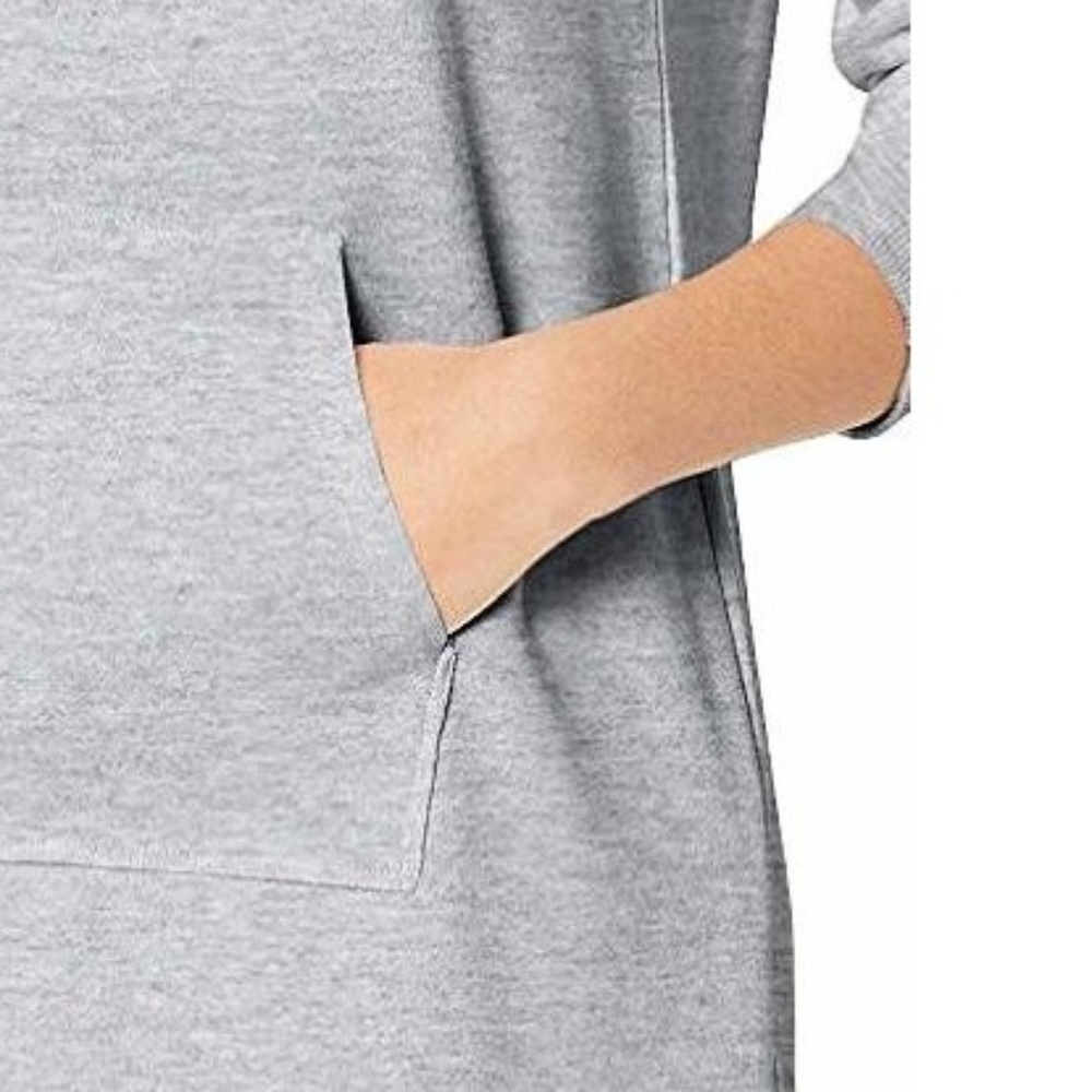 NWT Calvin Klein Long Sleeve Hooded Sweatshirt Dress in Gray Sz M - Picture 2 of 10